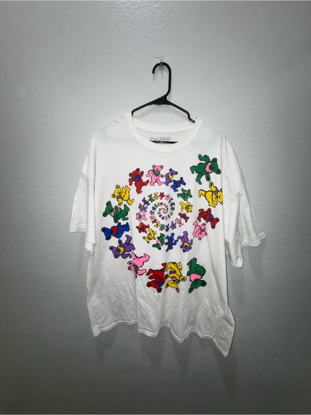 Liquid Blue Grateful Dead White Spiral Dancing Bears Graphic Tee